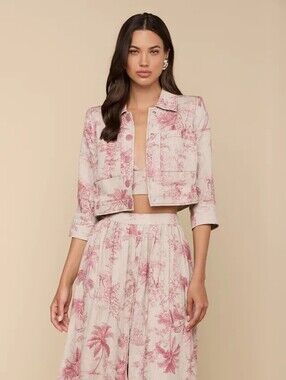 L'agence Eda Cropped Linen Jacket